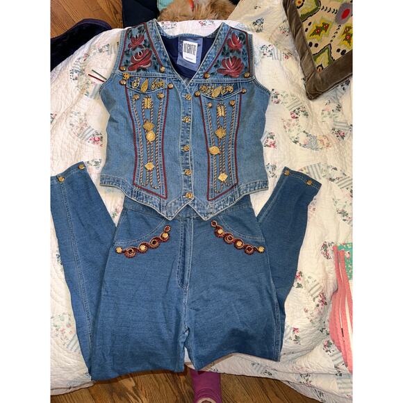 VINTAGE 90's LEGATTE ITALY STRETCH JEANS SWEATPANTS LEGGINGS - Picture 3 of 9